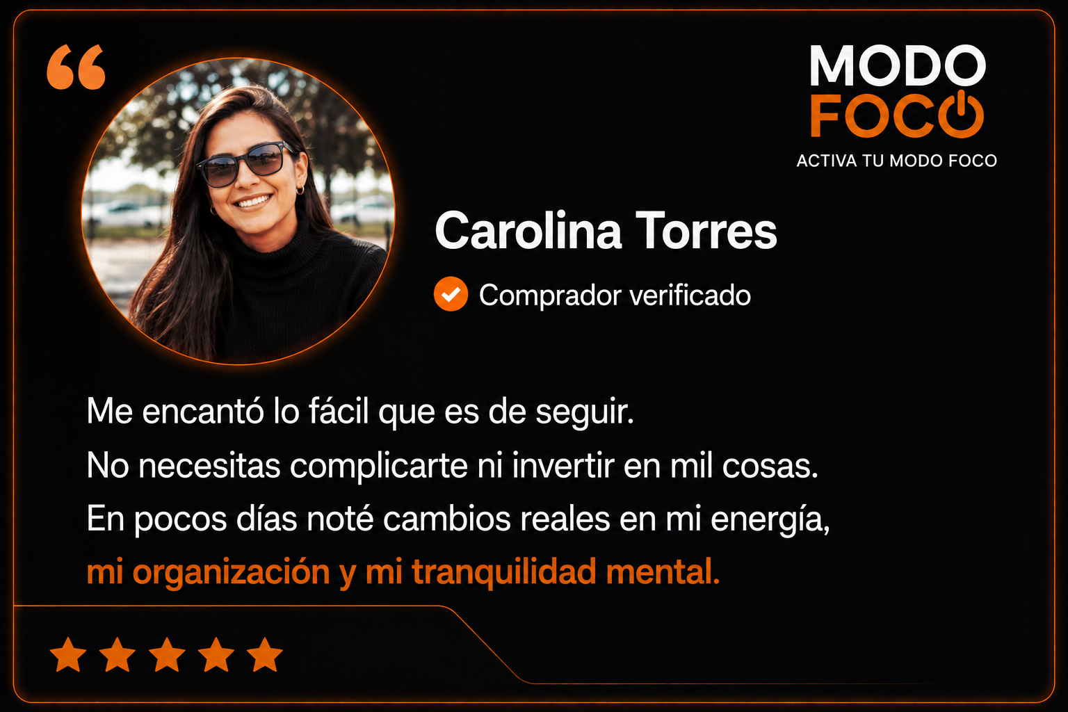 Testimonio de Carolina Torres sobre Modo Foco