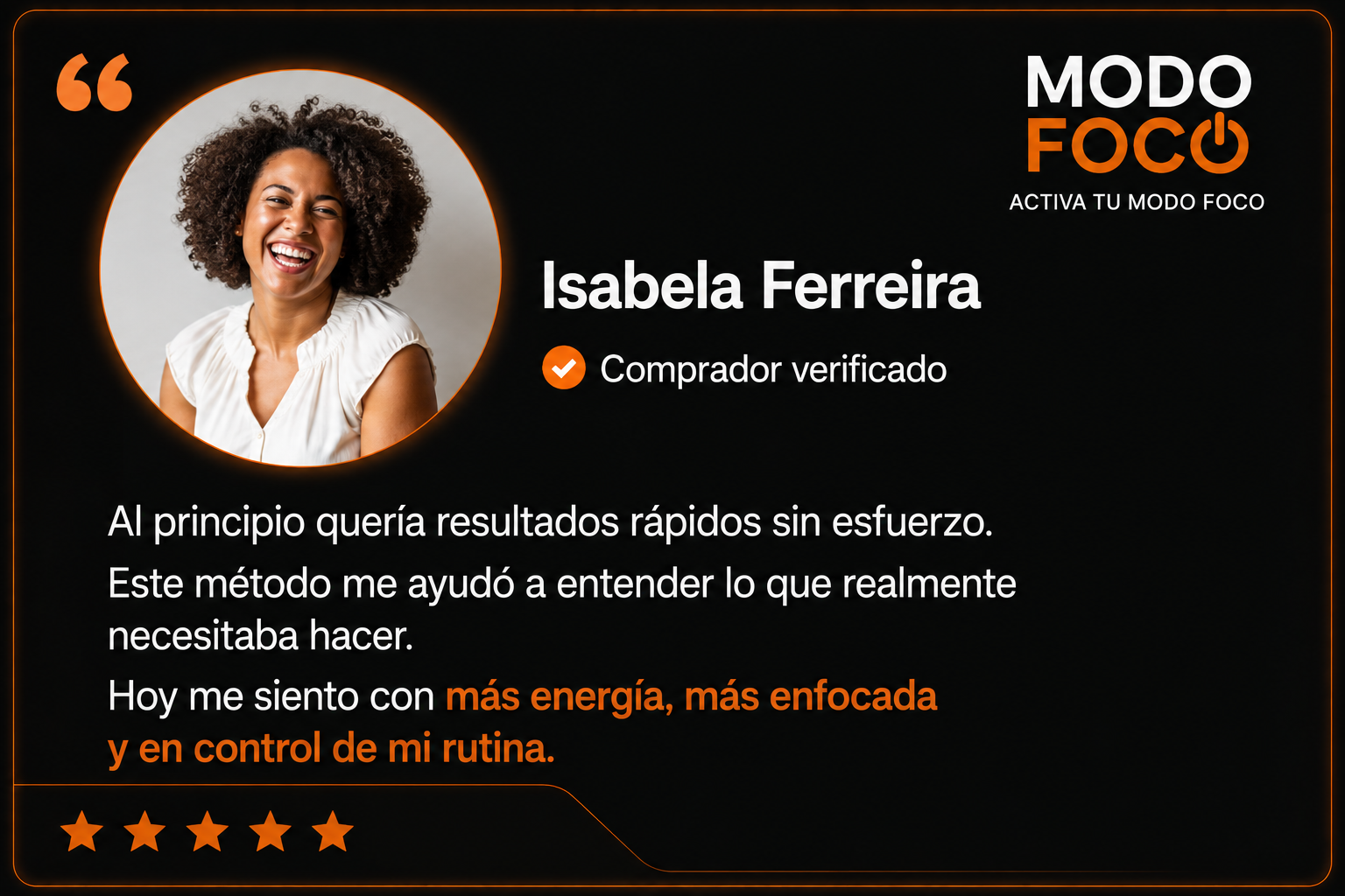 Testimonio de Isabela Ferreira sobre Modo Foco